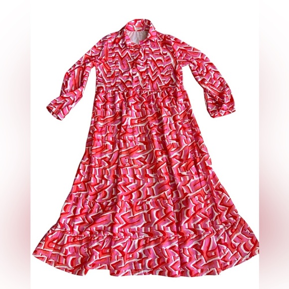 Sunday Up Gorgeous Pink Orange & White Pattern Dress - Picture 2 of 10